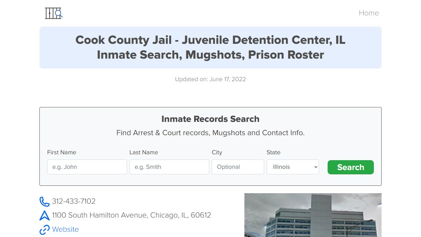 Cook County Jail - Juvenile Detention Center, IL Inmate Search ...