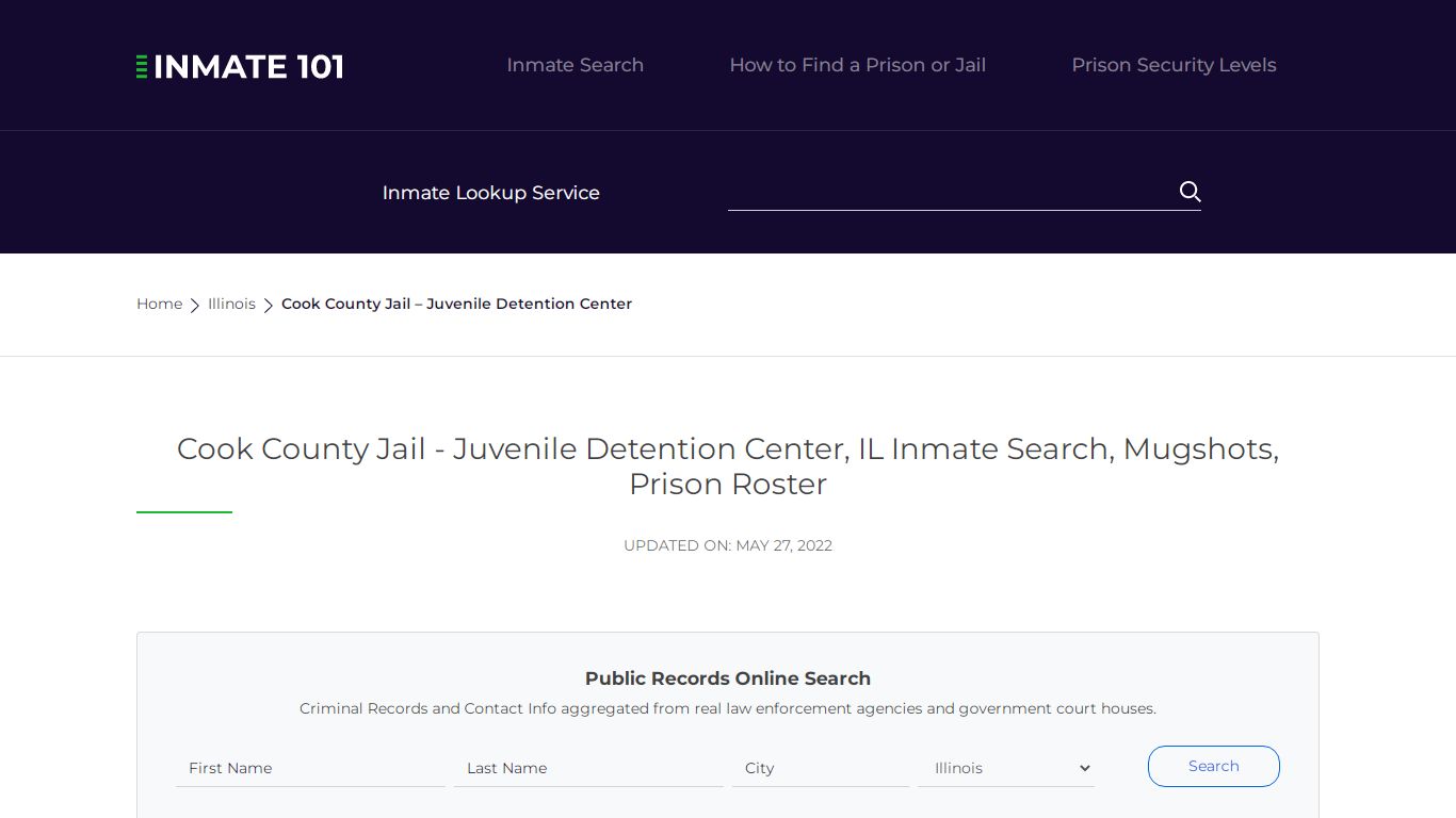 Cook County Jail - Juvenile Detention Center, IL Inmate Search ...